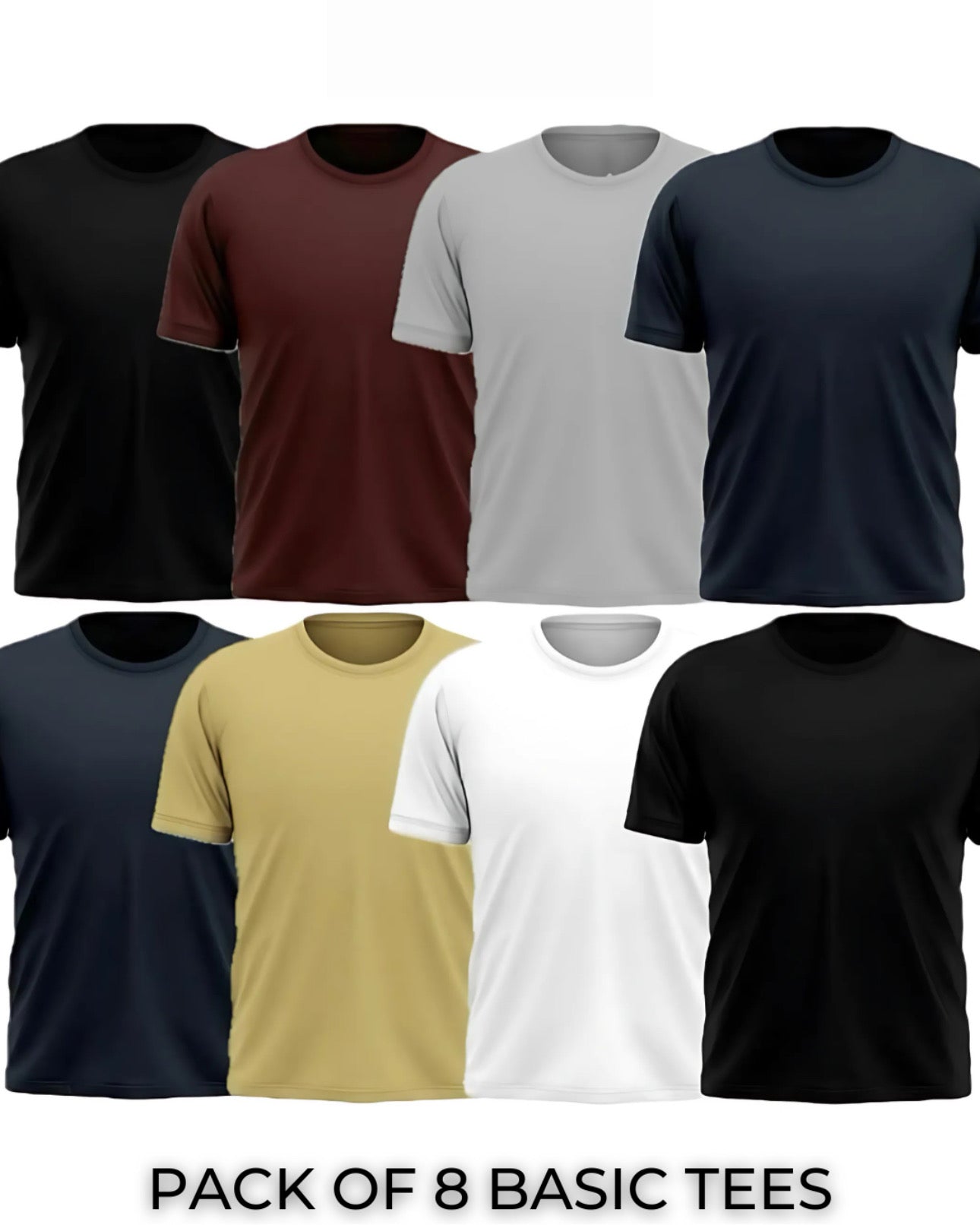 Pack of 8 Plain Half sleeves T-Shirt