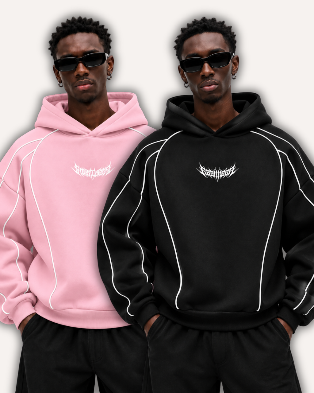 Pack of 2 Piped Oversized Drop Shoulder Hoodies