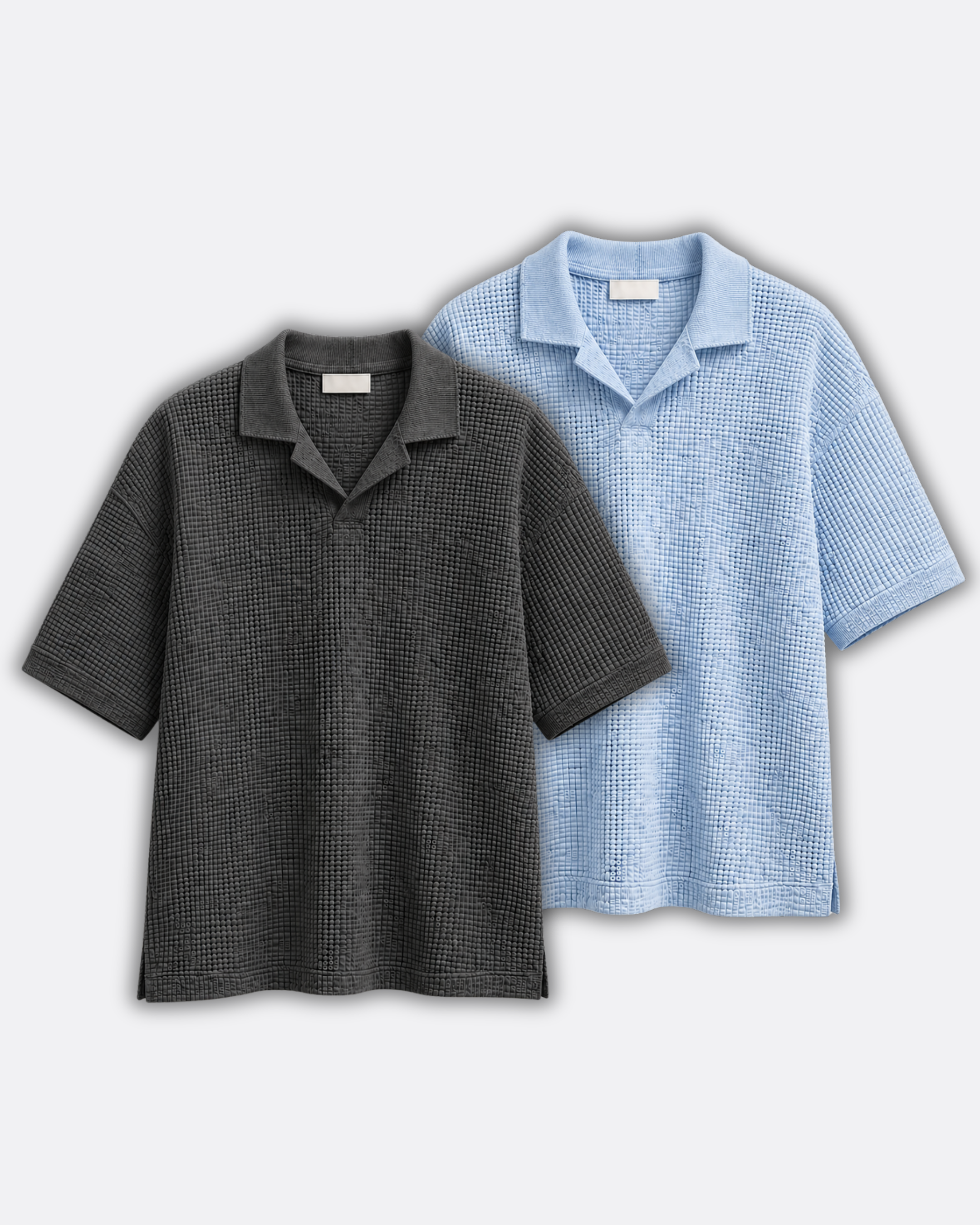 Pack of 2 Johnny Collar Waffle Knit Polos