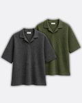 Pack of 2 Johnny Collar Waffle Knit Polos