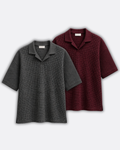 Pack of 2 Johnny Collar Waffle Knit Polos