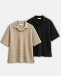Pack of 2 Johnny Collar Waffle Knit Polos