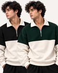 Pack of 2 Two-Tone Premium Fleece Zip Mockneck