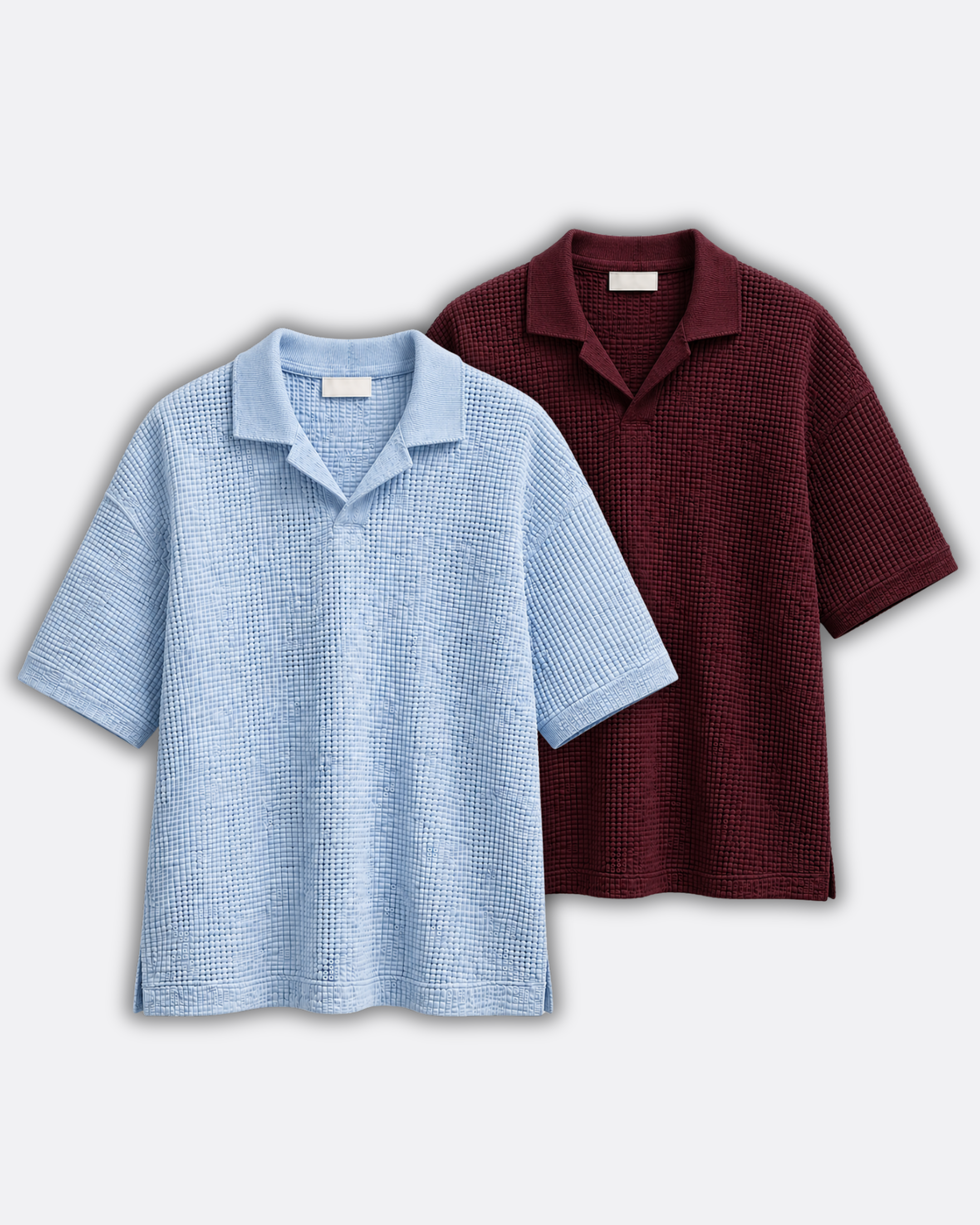 Pack of 2 Johnny Collar Waffle Knit Polos