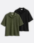 Pack of 2 Johnny Collar Waffle Knit Polos