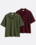 Pack of 2 Johnny Collar Waffle Knit Polos