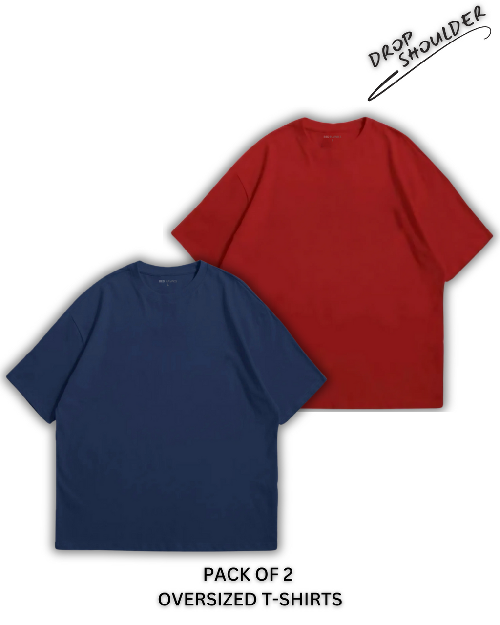 Pack of 2 Oversized | Drop Shoulder Solid Color Tshirts for Men and Women