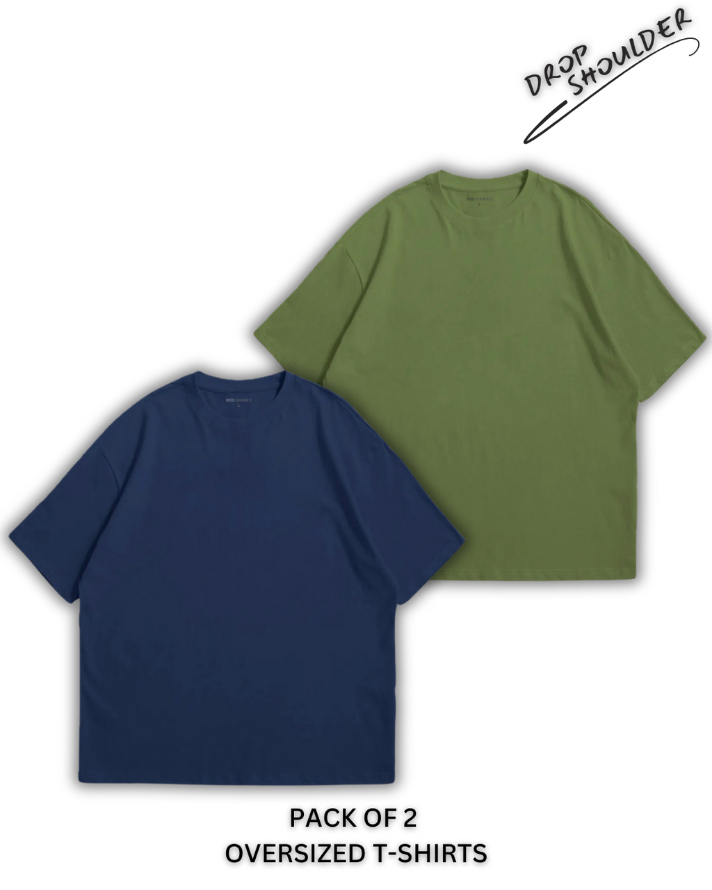 Pack of 2 Oversized | Drop Shoulder Solid Color Tshirts for Men and Women