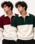 Pack of 2 Two-Tone Premium Fleece Zip Mockneck