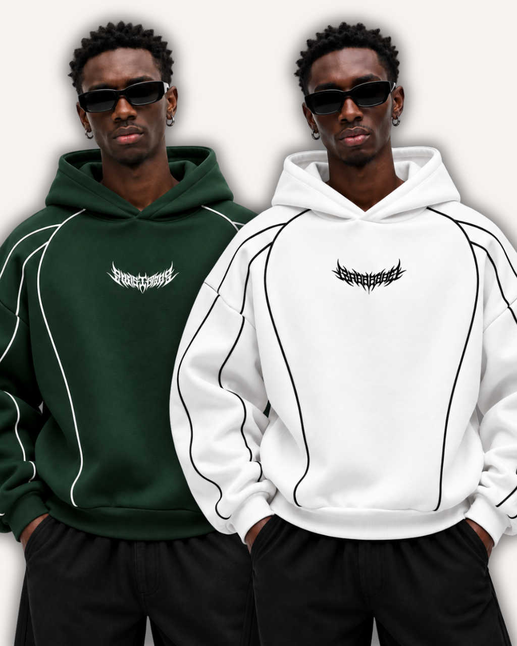 Pack of 2 Piped Oversized Drop Shoulder Hoodies