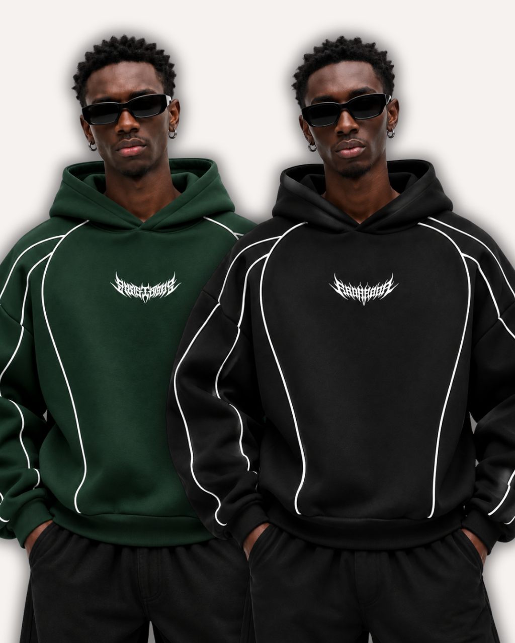 Pack of 2 Piped Oversized Drop Shoulder Hoodies