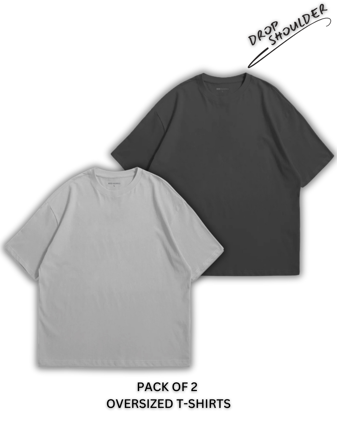 Pack of 2 Oversized | Drop Shoulder Solid Color Tshirts for Men and Women