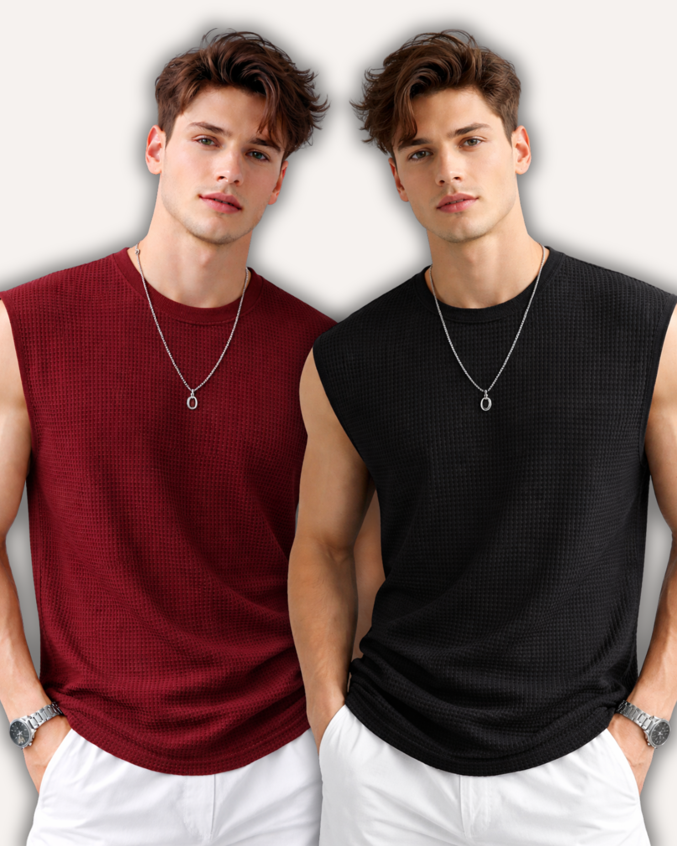 Pack of 2 Waffle Knit Sando Tank Tops