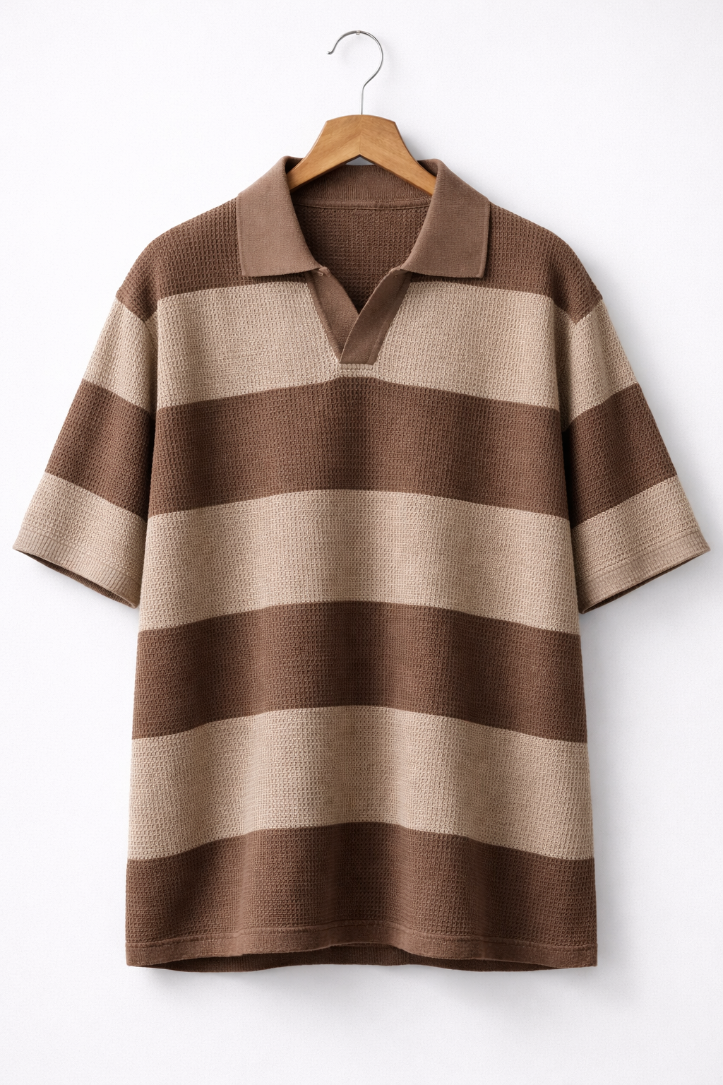 Pack of 2 Waffle Knit Textured Stripe Polos