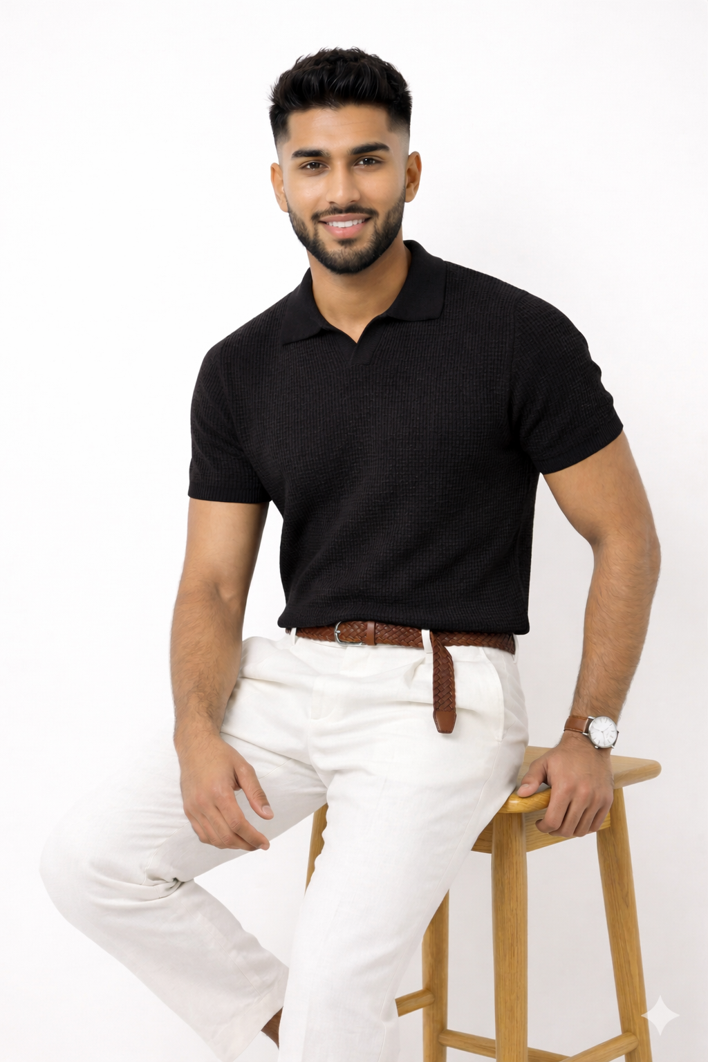 Pack of 2 Johnny Collar Waffle Knit Polos