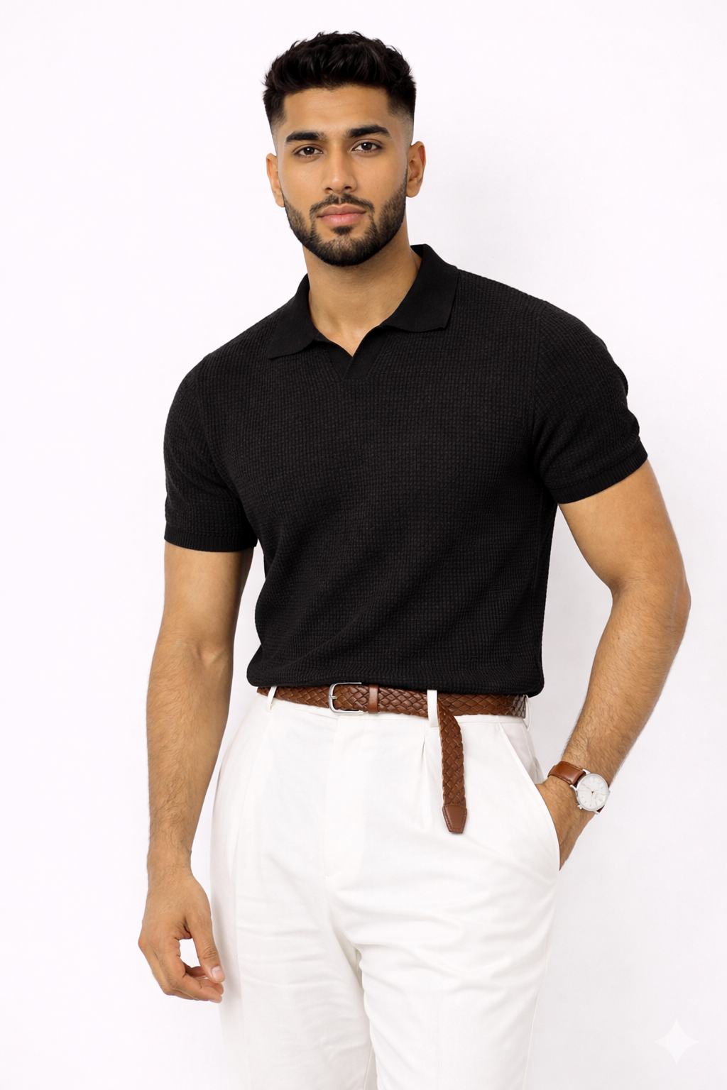 Pack of 2 Johnny Collar Waffle Knit Polos