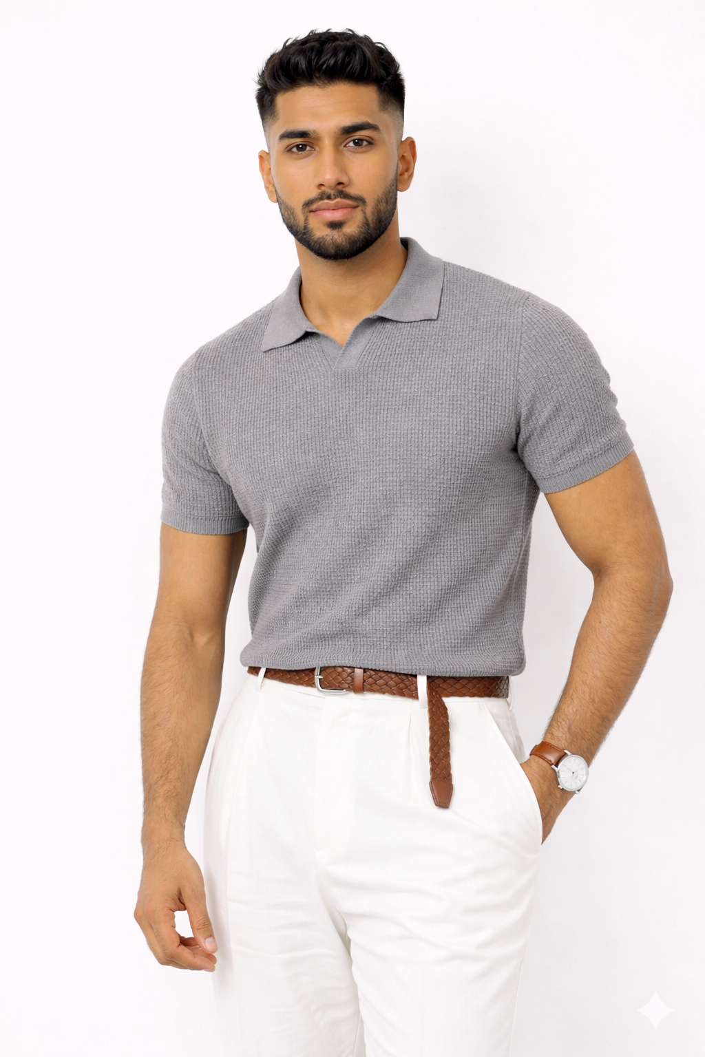 Pack of 2 Johnny Collar Waffle Knit Polos