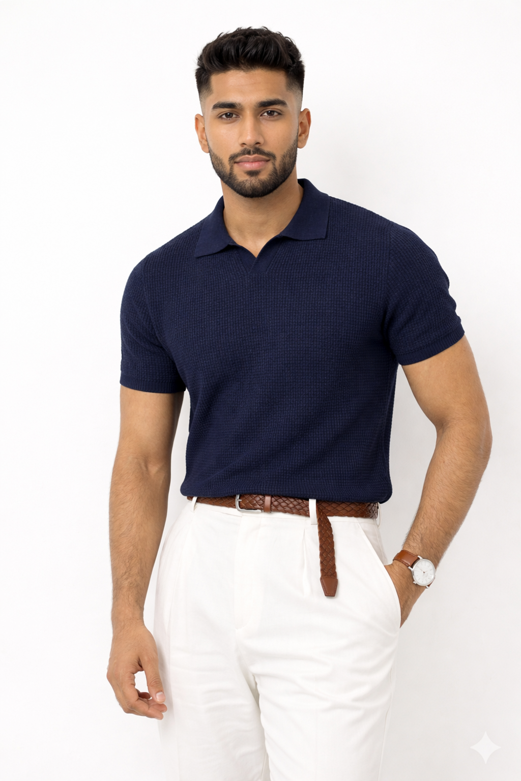 Pack of 2 Johnny Collar Waffle Knit Polos