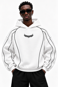 Piped Oversized Drop Shoulder Hoodie - White