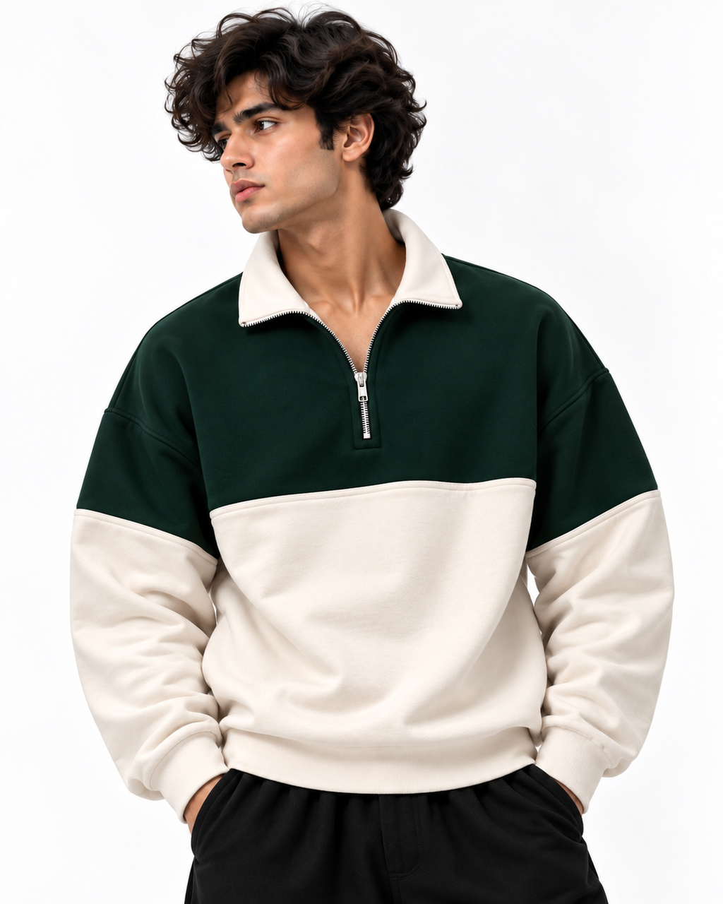 Pack of 2 Two-Tone Premium Fleece Zip Mockneck